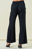 TEXTURED KNIT WIDE LEG PANTS WITH ELASTIC WAIST