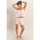 Eyelet Elastic Shorts With Pockets