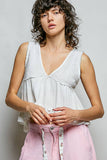 Sleeveless contrast thermal cropped babydoll top