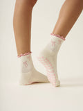 Bow Ruffle Grip Sock [Soft Pink], Pilates Socks