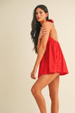 IR2198 HALTER BABYDOLL ROMPER WITH BIKER SHORTS