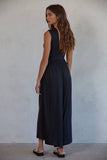 L9334 | Knit Polyester Spandex Open Back Wide Leg Jumpsuit