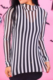 Keigan Mesh Top- Black/White Stripes