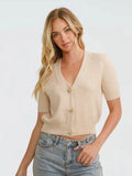 Starfish Button Short Sleeve Cardigan Sweater