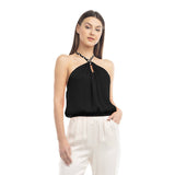 Braided Halter Satin Top