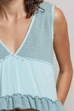 Sleeveless contrast thermal cropped babydoll top