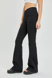 Overlapped Waist Band Pull On Flare Jegging [AB38924BLK]