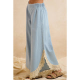 WIDE LEG CROCHET LACE WITH TULIP HEM JEANS