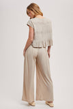 RELAXED KNIT SMOCKED TOP AND WIDE PANTS SET