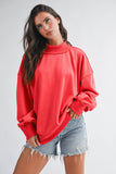 9164HK Oversized Mock Neck Washed Sweatshirt