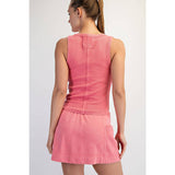 MINERAL WASHED COTTON RIB SLEEVELESS TANK