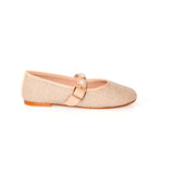 Women’s Mary Jane Flats – Pearl Buckle Detail & Raffia Style