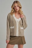 SOFT TOUCH BUTTON DOWN SWEATER CARDIGAN WITH SCALLOPED EDGE