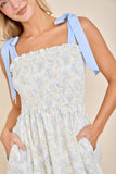 Floral Ribbon Strap Sundress – Ruffle Hem Vintage Charm