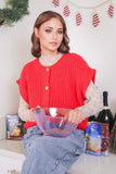 12W3382N-Oversized Button Down Knit Sweater Top