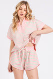 HALF ZIP UP STRIPED TOP AND SHORTS SETS