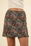 NS50105-Floral Jacquard Fabric Holiday Mini Skirt