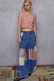V-Neck Sleeveless Lace Ribbed Knit Top