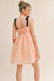 ID6302 BOW STRAP SQUARE NECK BABYDOLL MINI DRESS