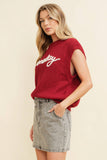 CSW10210-1 - 'GAMEDAY" EMBROIDERED SLEEVELESS SWEATER VEST
