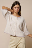 Color Block Button Down Sweater Top