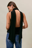 COWL NECK TOP WITH ATTACHED SCARF