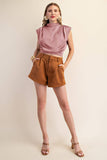 High Neck Back Zipper Top