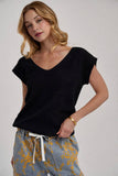 TEXTURED V NECK RELAXED FIT ESSENTIAL CASUAL DOLMAN SWEATER