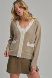 SOFT TOUCH BUTTON DOWN SWEATER CARDIGAN WITH SCALLOPED EDGE