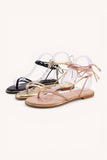 DAZZLE-09 Lace-Up Thong Sandals Strappy Ankle Tie Flat Summe