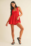 IR2198 HALTER BABYDOLL ROMPER WITH BIKER SHORTS