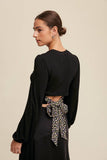 Floral Back Tie Ribbed Crop Top
