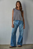 L9705 | Knit Cotton Spandex Striped Ribbed Sleeveless Top