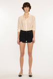 HIGH RISE BLACK DENIM SHORTS-KC7281BK