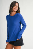 8414IN Thermal Knit Lettuce Edge Long Sleeve Top
