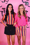 Kate Mesh Top- Boo Stripes