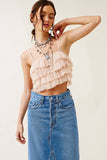 Ruffled Tulle Tiered Cropped Tank Top