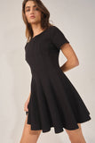 D4338 Seamed A-Line Flare Solid Mini Dress