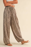 IP1494-A LEOPARD GAUZE RELAXED FIT BALLOON PANTS