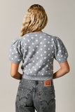 PUFF SHORT SLEEVE POLKA DOT CARDIGAN