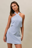 HALTER NECK TIE BACK MINI DRESS