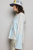 Mixed-Fabric Feminine Look Floral Lace Trim Long Sleeve