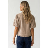 Ruffle Detail Bubble Sleeve Top