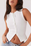 Ribbed Buttoned tank top crewneck vest