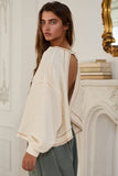 T2397 Overlap Open Back Oversize Fit Reverse Stitched Top