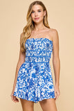 Floral Print Removable Straps Smocked Bodie Romper
