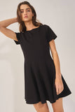 D4338 Seamed A-Line Flare Solid Mini Dress