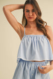IST5868 STRIPED POPLIN CAMI  AND SHORTS SET
