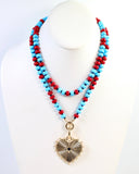 Ellison Stone Necklace Powder Blue Red