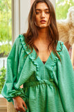 R5268 Ruffled Solid Woven Romper